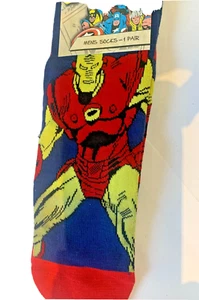 MARVEL COMICS SUPERHERO MENS ANKLE SOCKS,6-11 EU 39-45 "IRON MEN" 1 PAIR DEAL. - Picture 1 of 3