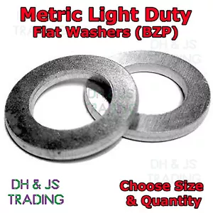 Metric Flat Washers Light Duty Zinc Washer M4 M5 M6 M8 M10 M12 M14 M16 M20 BZP - Picture 1 of 1