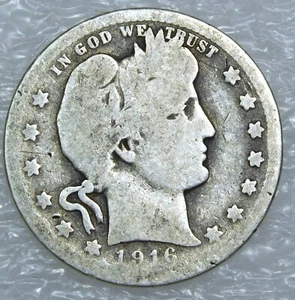1916-D Barber Quarter VG with Some Luster in Saflip #922G - Bild 1 von 2
