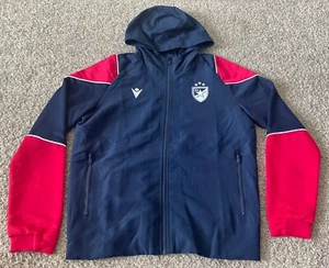 FC Red Star Belgrade Macron Navy Red Zip Up Jacket w/ Hood Men XS - Picture 1 of 8