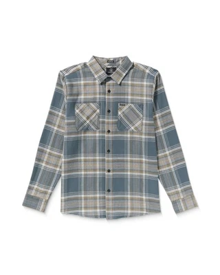VOLCOM - Mens Netastone Flannel Long Sleeve Shirt - Dark Slate - Casual Shirt - Image 1 of 4