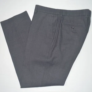 Pantaloni eleganti piatti J CREW Bowery vestibilità classica spazzolati 100% lana antracite 34 x 32 - Foto 1 di 4