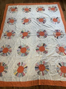 Vintage Antik Dresdner Teller Quilt Handgenäht Futtersack - Bild 1 von 9