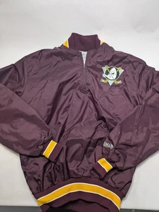 Chaqueta cortavientos Vth NHL Hockey Anaheim Mighty Ducks 1/4 cremallera grande Y2K retro - Imagen 1 de 11