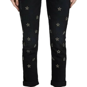 Jeans Hudson Riley Crop Relajados Rectos Metal Estrellas Negros Desvanecidos Talla 27 - Imagen 1 de 9