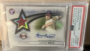 Aaron Nola Autograph 2022 Topps Pristine - Slice of the Star Relics PSA 10 - Picture 1 of 8