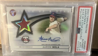 Aaron Nola Autograph 2022 Topps Pristine - Slice of the Star Relics PSA 10 - Image 1 of 4