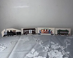 The Cat’s Meow Jaline Signed 1996 Train Cars Wooden Lot Of 4 - Picture 1 of 12