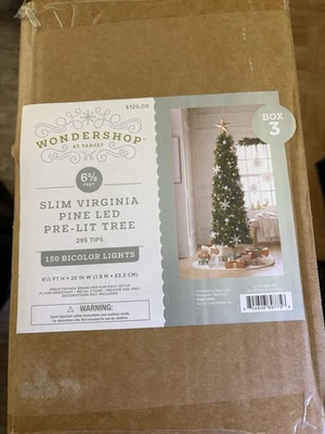Wondershop Slim Virginia Pine LED Pre-Lit Tree 150 Bicolor Lights - Image 1 of 4
