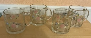 RARE Pfaltzgraff Tea Rose Glass Coffee Cups, Set Of 4 - Picture 1 of 1