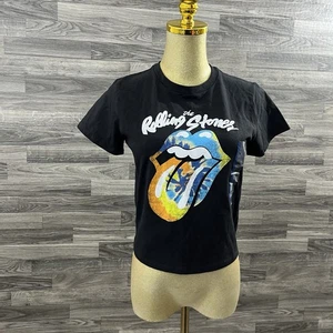 The Rolling Stones Women’s Graphic T-Shirt Size L Black Tie-Dye Tongue Logo  - Picture 1 of 10