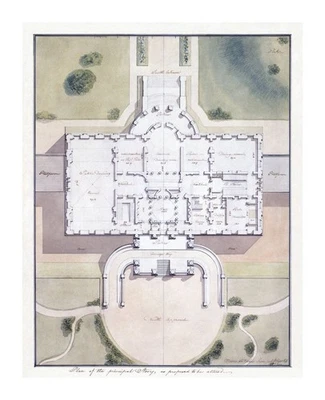 Benjamin Latrobe White House Plan : Archival Quality Giclée Art Print 1807 - Image 1 of 2