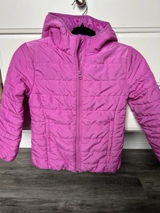 Gap Kids Primaloft Puffer Jacket Coat Hooded Girls size M Lightweight Pink - Picture 1 of 9