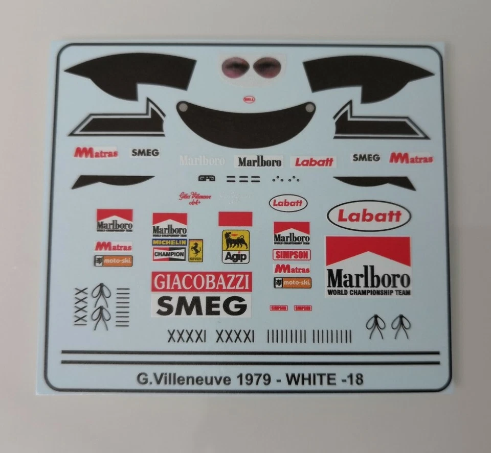 Ferrari 312T4 Gilles Villeneuve " Figure Decals - French GP " 1979 1/18 - Bild 1 von 1