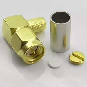 10 X SMA Male Right Angle Crimp Plug for RG58 LMR195 URM76 RA R/A Elbow 10pcs - Picture 1 of 5