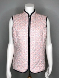 Super Nice VINEYARD VINES Pink Lifesavers Reversible Quilted Zipper Vest Women L - Picture 1 of 4