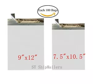 200 Kombi 100 7,5 x 10,5 & 100 9 x 12 weiß Poly Versandtaschen selbstversiegelnd Versandtaschen - Bild 1 von 4