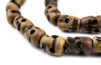 Brown Carved Bone Skull Mala Beads 12x9mm Nepal Unusual Large Hole