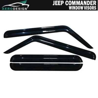 For 06-10 Jeep Commander Slim Window Visor Smoke Shade Sun Deflector Foto 1 de 4