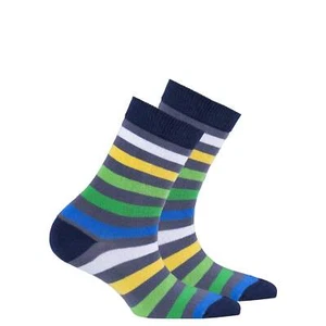 Kids Grey Emerald Stripe Socks - Picture 1 of 6