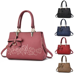 Women Tote Handbag Top Handle Satchel PU Leather Shoulder Messenger Bag Purse - Picture 1 of 23