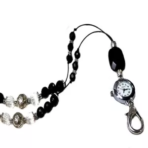 Collar cordón, soporte de insignia de identificación de trabajo de seguridad, reloj con cable negro - Imagen 1 de 2