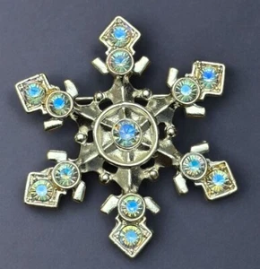 Christopher Radko Snowflake Pin Brooch Blue Rhinestones Silver-Tone Christmas - Imagen 1 de 8