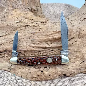 Boker Tree Brand 2-blade Pen Knife Germany Pocket Knife Jigged Bone Scales (113) - Picture 1 of 5