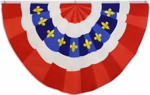 Rot & Blau Fleur Wimpel Flagge 5x3ft Urlaub Wimpel Flagge Karneval NOLA - Bild 1 von 2