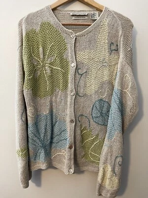 David Brooks Size Large Hand Knit Pink Shell Coastal Sweater Linen Silk - Image 1 of 4