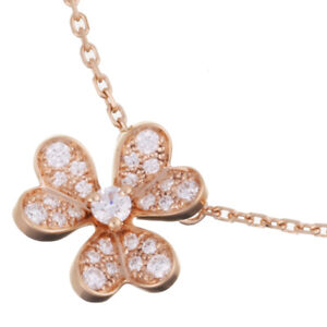 Van Cleef & Arpels Frivole Pendant 18K Rose Gold Diamond Necklace 40cm/15.74in
