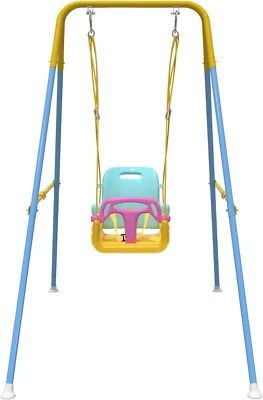 Columpio multifuncional para niños pequeños, columpio plegable para bebés uso en exteriores e interiores, fácil Foto 1 de 4