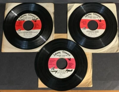 Johnny Stewart Game Call records 45 rpm Crow-Rabbit-Rodent Sotress Calls Foto 1 de 4