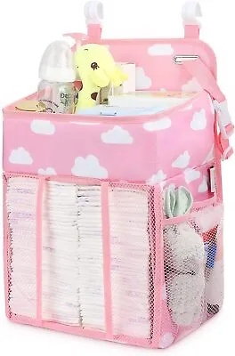 Nursery Hanging Diaper Storage Organizer Stacker For Changing Table Crib Pink • 41.38$
