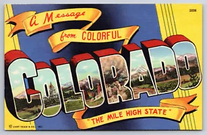A575 Vintage Postkarte Colorado Grußkarte Großbrief Meile hoch unbespielt - Bild 1 von 2