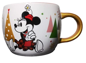 Disney Store Minnie & Mickey Mouse Retro Christmas Trees & Snowflakes Coffee Mug - Picture 1 of 13