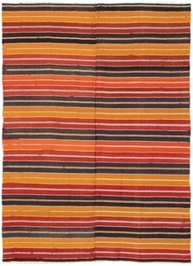 Vintage Hand Woven Carpet 5'1" x 7'2" Traditional Wool Kilim Rug - Picture 1 of 9