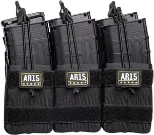 Mag Pouch 3 Magazintaschen Triple Open Top Mag Molle Hook & Loop schwarz - Bild 1 von 5