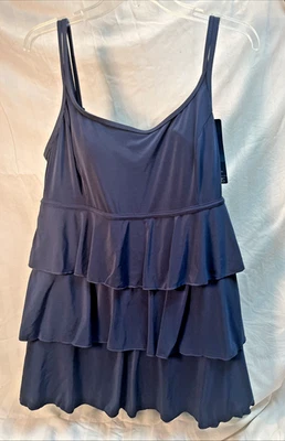 NUEVO CON ETIQUETAS $85 TRAJE DE BAÑO MUJER TALLA 14 AZUL MARINO GRANDES LONGITUDES UNA PIEZA Foto 1 de 4