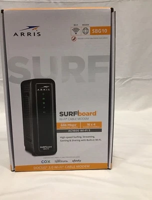 ARRIS SURFboard SBG10, DOCSIS 3.0 16 x 4 Gigabit Cable Modem & AC1600 - Image 1 of 4