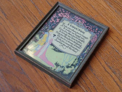 Framed Vtg  Buzza Motto Love Poem Print Art Deco 1928 - Image 1 of 4