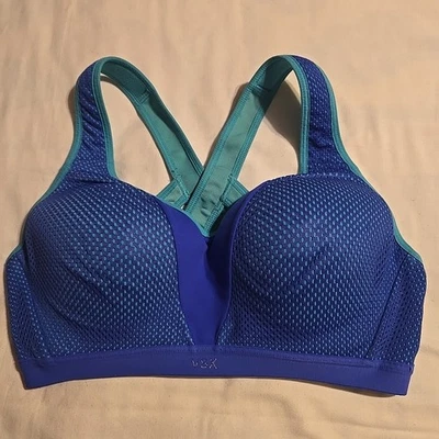 Victoria Secret VSX Sport Bra Women Size 34D Purple Teal Padded Underwire Cross - Image 1 of 4