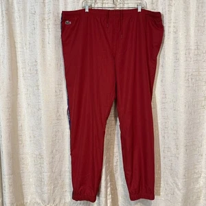 Lacoste Logo Band Tennis Red Track Pants Blue Side Stripe Drawstring Men's 4XL - Picture 1 of 5