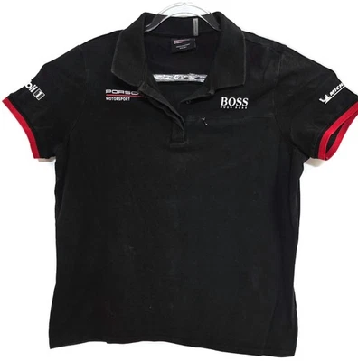 Camisa Polo Porsche Motorsport para mujer grande negra Hugo Boss Michelin Foto 1 de 4
