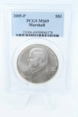 2005-P PCGS MS69 Marshall Silver Modern Commemorative Dollar - Image 1 of 2