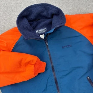 Vintage 90s Lands End Squall Jacket Womens M Blue Orange Colorblock Fleece Lined - Picture 1 of 7