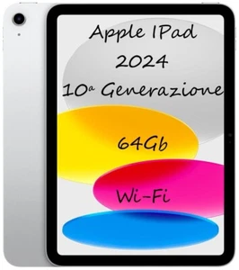 APPLE IPad 2024 10ª Generazione 64Gb Wi-Fi Silver MCM74TY/A Tablet 10,9" Ita - Imagen 1 de 8