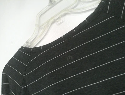 Lululemon Women's Emerald Shirt Size 10 Striped Charcoal Gray Long Sleeve Top - Image 1 of 4
