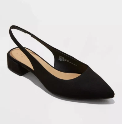 A NUEVO Day Mujer Negro Elle Slingback Punta Tacones NUEVO Foto 1 de 4