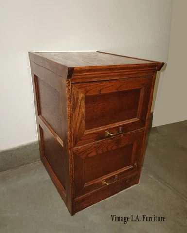 Vintage Mid Century Style Oak Two Drawer File Cabinet Cover